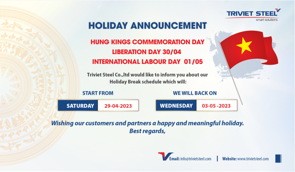 HOLIDAY ANNOUNCEMENT HUNG KINGS COMMEMORATION DAY LIBERATION DAY 30/04  INTERNATIONAL LABOUR DAY  01/05