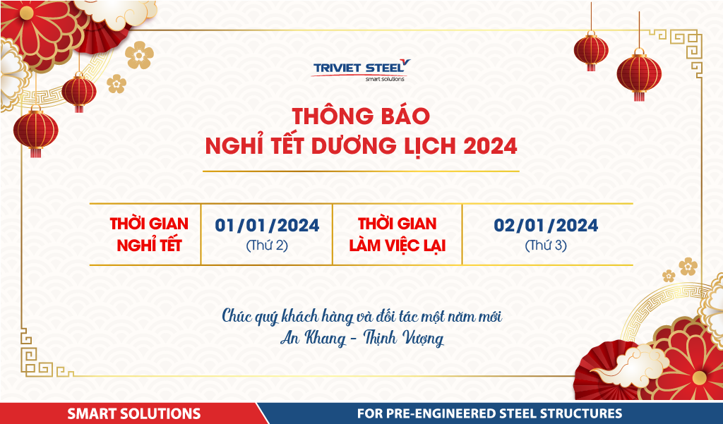 Lịch Nghỉ Tết Dương Lịch 2024 - Nhà Thép Trí Việt